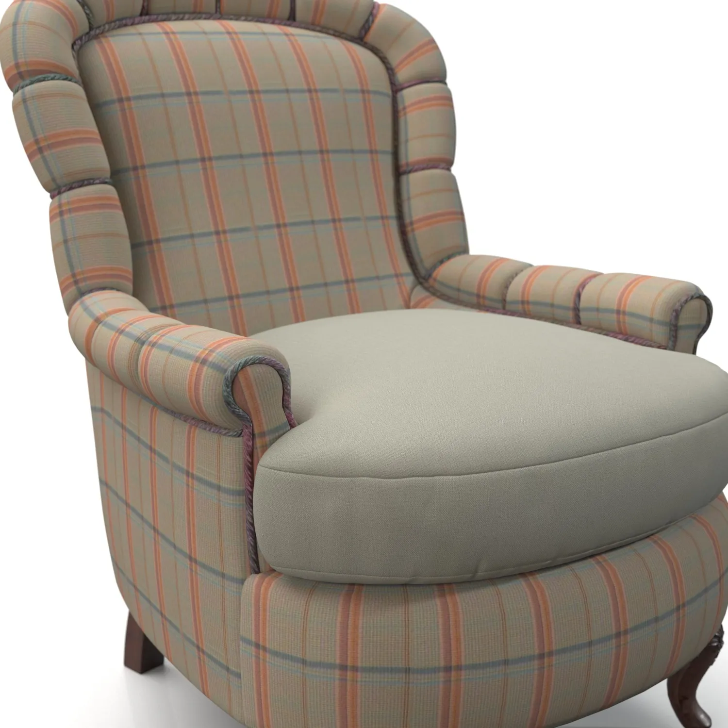 Brunschwig and Fils Plaid Club Arm Chair PBR 3D Model_05